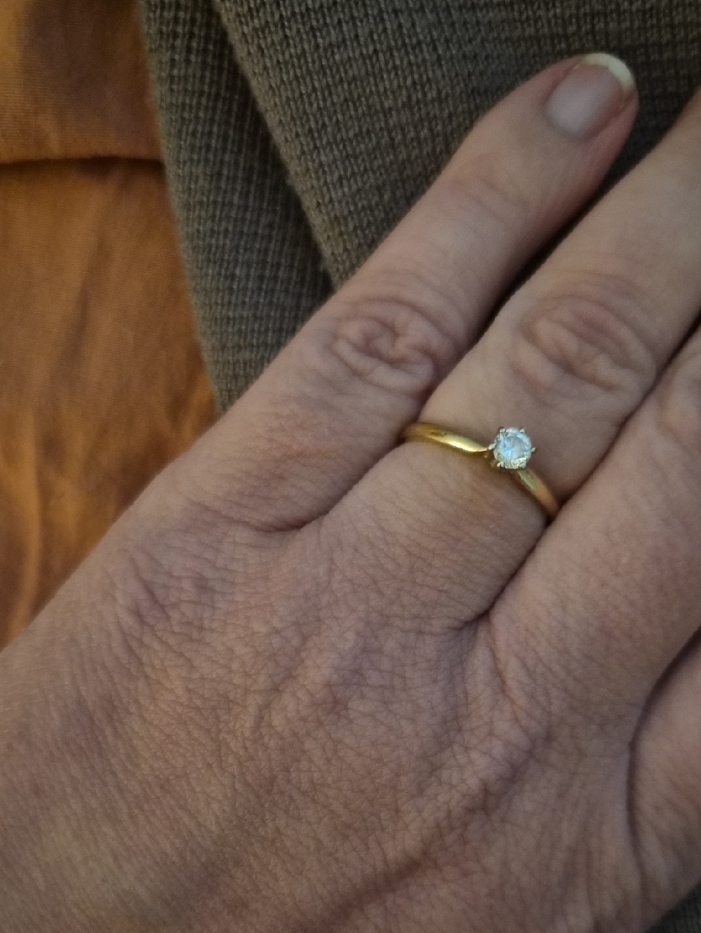 Gold Solitaire Ring with Clear Stone